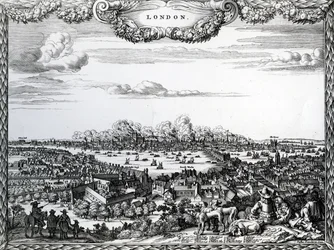 The Great Fire of London, engraved by Justus Danckerts